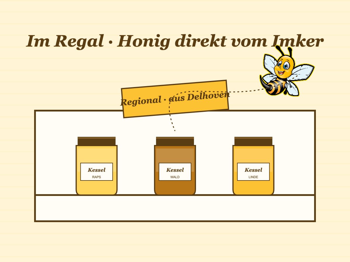Honig der Imkerei Kessel im Regal des HIT-Markts Dormagen