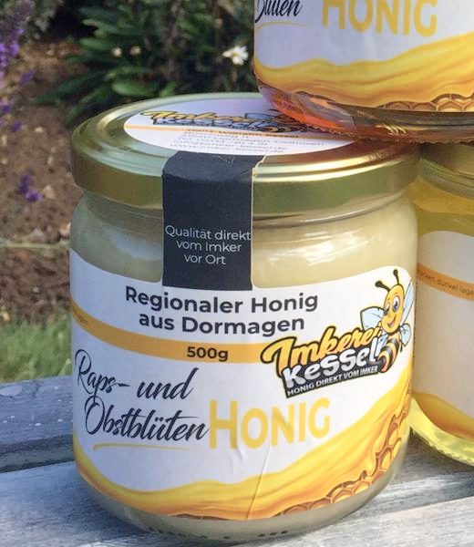 Glas Raps- und Obstblütenhonig